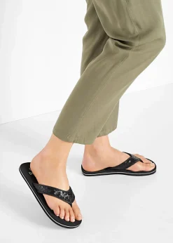 Damen bonprix Strandmode|Sommerschuhe|Zehenstegpantoletten mit Pailletten