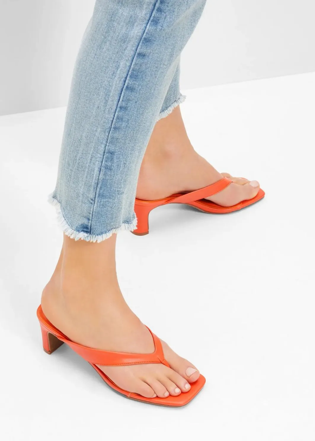 Damen bonprix Sommerschuhe|Zehenstegpantoletten mit Blockabsatz