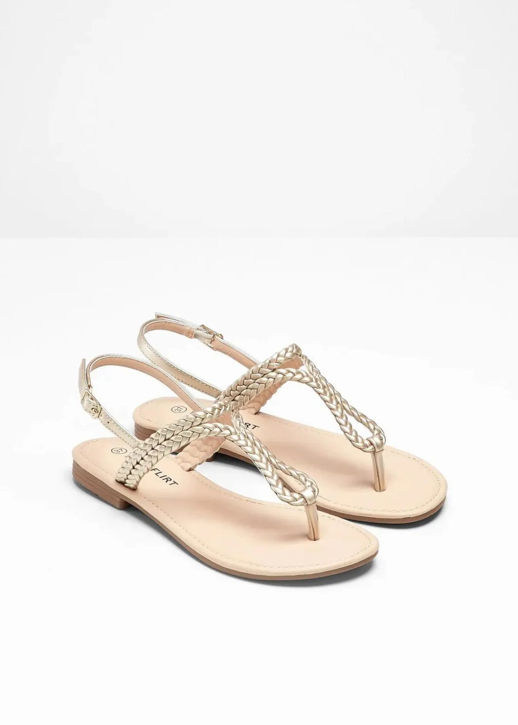 Clearance Zehenstegsandalen in Flecht-Optik Damen Strandmode|Sommerschuhe
