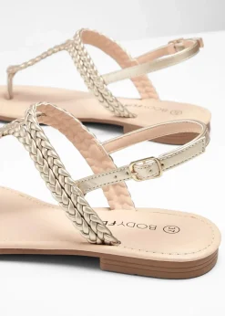 Clearance Zehenstegsandalen in Flecht-Optik Damen Strandmode|Sommerschuhe