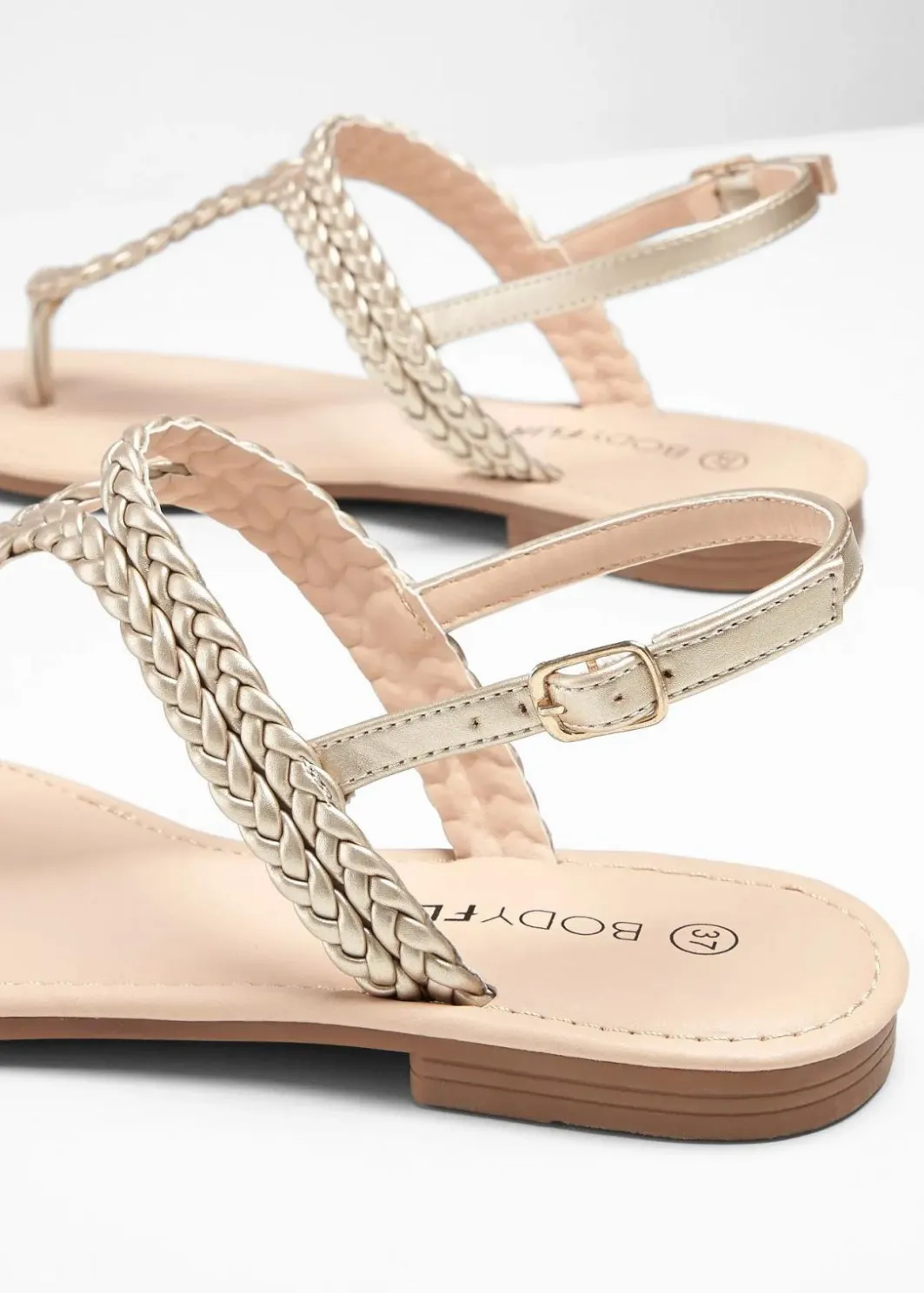 Clearance Zehenstegsandalen in Flecht-Optik Damen Strandmode|Sommerschuhe