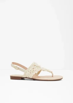 Damen bonprix Strandmode|Sommerschuhe|Zehenstegsandalen in Makramee-Optik