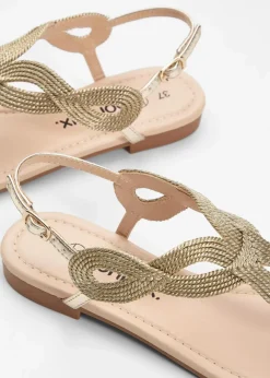 Clearance Zehenstegsandalen in Metallic-Optik Damen Strandmode|Sommerschuhe
