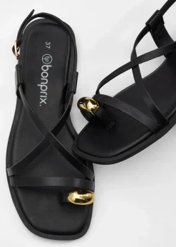 Sale Zehenstegsandalen mit Metallic-Detail Damen Sommerschuhe