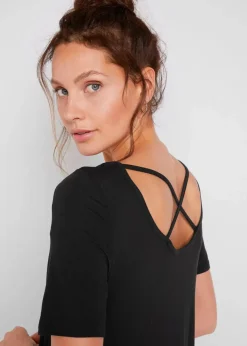 Damen bonprix Shirts & Tops|Nachhaltigere Materialien|Zipfel Longshirt, kurzarm