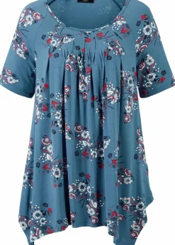 Damen bonprix Shirts & Tops|Nachhaltigere Materialien|Zipfel-Longshirt, kurzarm