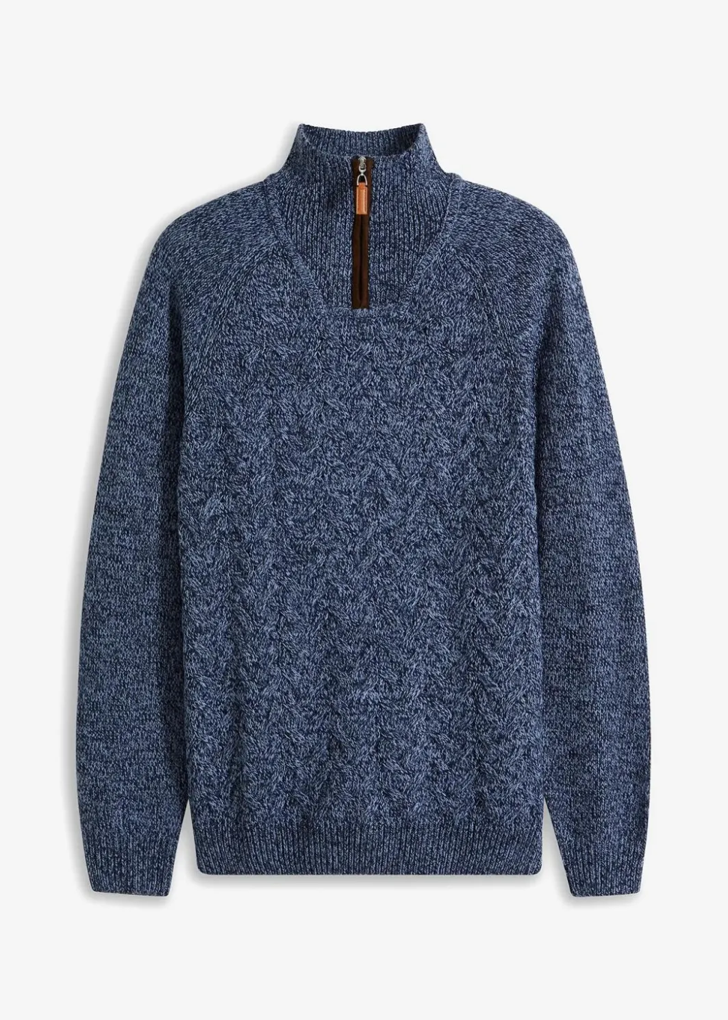 Herren bonprix Pullover & Strickjacken|Große Größen|Zopfstrick Troyer-Pullover mit Wollanteil