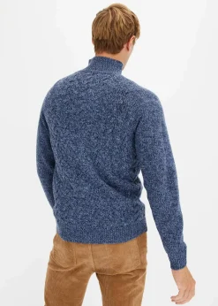 Herren bonprix Pullover & Strickjacken|Große Größen|Zopfstrick Troyer-Pullover mit Wollanteil