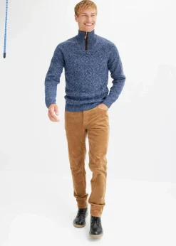 Herren bonprix Pullover & Strickjacken|Große Größen|Zopfstrick Troyer-Pullover mit Wollanteil