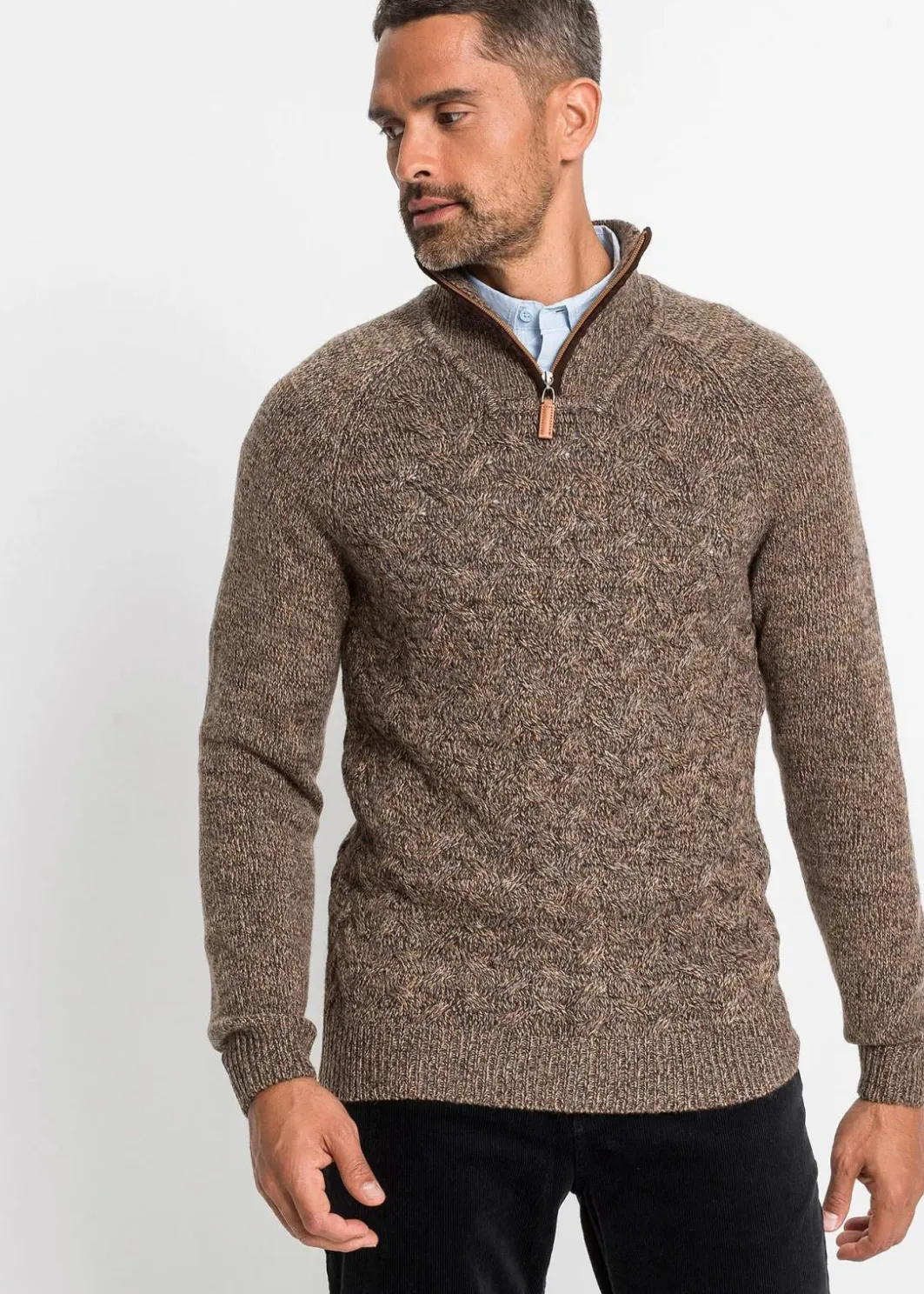 Discount Zopfstrick Troyer-Pullover mit Wollanteil Herren Große Größen|Pullover & Strickjacken